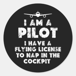 Ich bin ein lustiger Pilot Runder Aufkleber