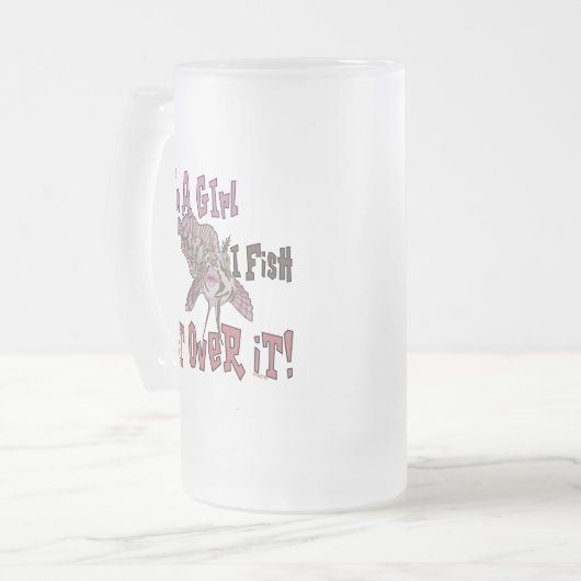 Ich bin ein Mädchen, das ich fischen kann Mattglas Bierglas (Vorderseite Links)