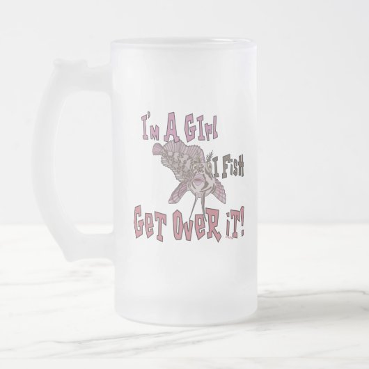 Ich bin ein Mädchen, das ich fischen kann Mattglas Bierglas (Links)
