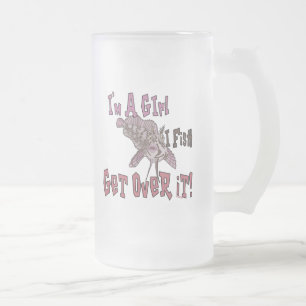 Ich bin ein Mädchen, das ich fischen kann Mattglas Bierglas