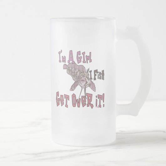 Ich bin ein Mädchen, das ich fischen kann Mattglas Bierglas (Rechts)