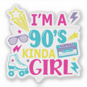 Ich bin ein Mädchen der 90er Retro Aufkleber