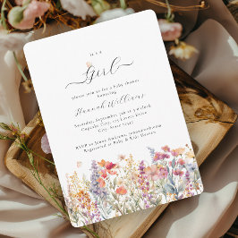 Ich bin ein Mädchen! Modern, Wildblume, Babydusche Einladung