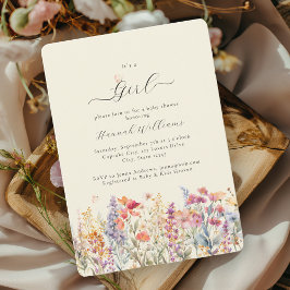 Ich bin ein Mädchen! Modern, Wildblume, Babydusche Einladung