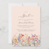 Ich bin ein Mädchen! Modern, Wildblume, Babydusche Einladung (Vorderseite)