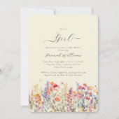 Ich bin ein Mädchen! Modern, Wildblume, Babydusche Einladung (Vorderseite)