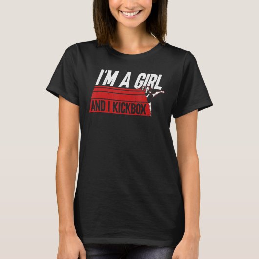 Ich bin ein Mädchen und ich Kickbox Material Arts T-Shirt (Vorderseite)