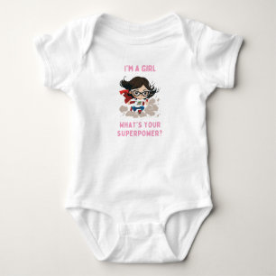 Ich bin ein Mädchen, was ist dein Superpower Baby Strampler