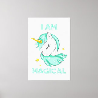 Ich bin ein magisch leuchtendes blaues Einhorn Leinwanddruck