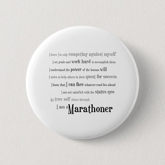 Ich bin ein Marathoner Button (Vorderseite)