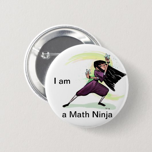 Ich bin ein Mathe Ninja Knopf (weiblich) Button (Vorne & Hinten)