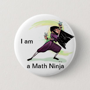 Ich bin ein Mathe Ninja Knopf (weiblich) Button
