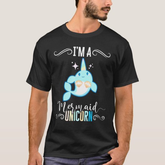 Ich bin ein Meerjungfrau-Einhorn-Narwal-Meeres-Tie T-Shirt (Vorderseite)