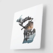 Ich bin ein Michigander Lake Foto gefüllt Silhouet Quadratische Wanduhr (Winkel)