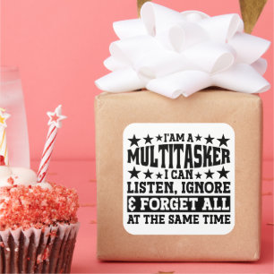 Ich bin ein Multitasker, dem ich zuhören kann, das Quadratischer Aufkleber