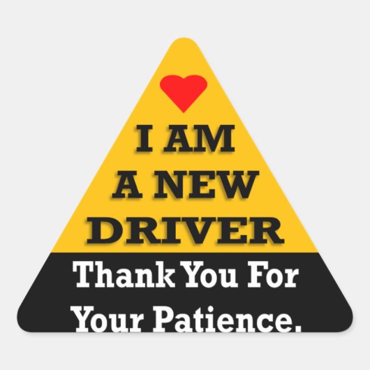 Ich bin ein neuer Fahrer Dreieckiger Aufkleber (Vorderseite)
