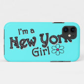 Ich bin ein New- Yorkmädchen, Blume, blaue iPhone Case-Mate iPhone Hülle (Rückseite (Horizontal))