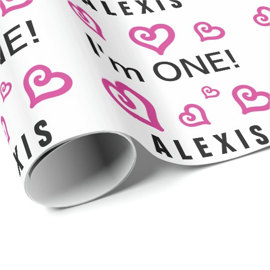 Ich bin EIN niedlicher rosa Herz-individueller Geschenkpapier (Rolleneckpunkt)