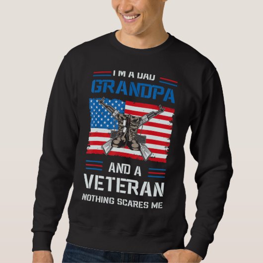 Ich bin ein Opa-Vater und ein Veteran der US-Flagg Sweatshirt (Vorderseite)