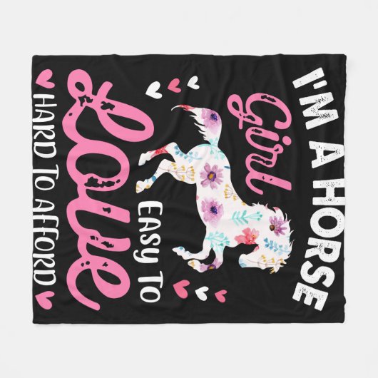 Ich bin ein Pferdemädchen, das leicht zu Liebe ist Fleecedecke (Vorderseite (Horizontal))