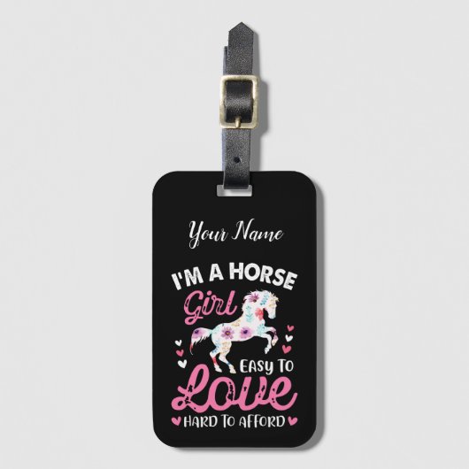 Ich bin ein Pferdemädchen, das leicht zu Liebe ist Gepäckanhänger (Vorderseite Vertikal)