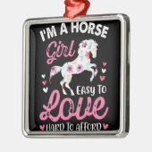 Ich bin ein Pferdemädchen, das leicht zu Liebe ist Ornament Aus Metall (Links)