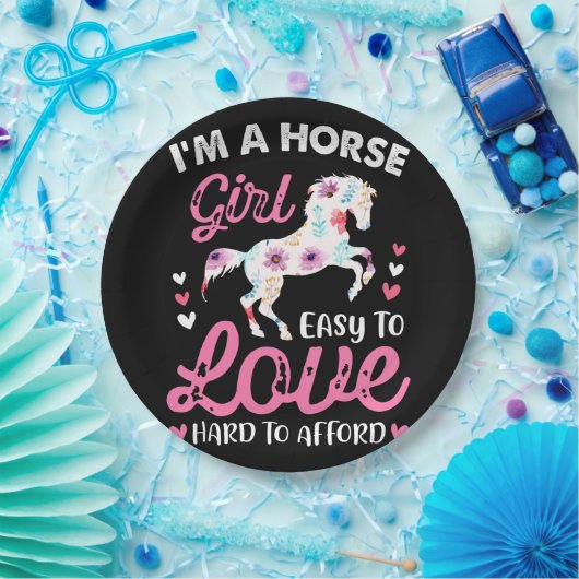 Ich bin ein Pferdemädchen, das leicht zu Liebe ist Pappteller (Party)
