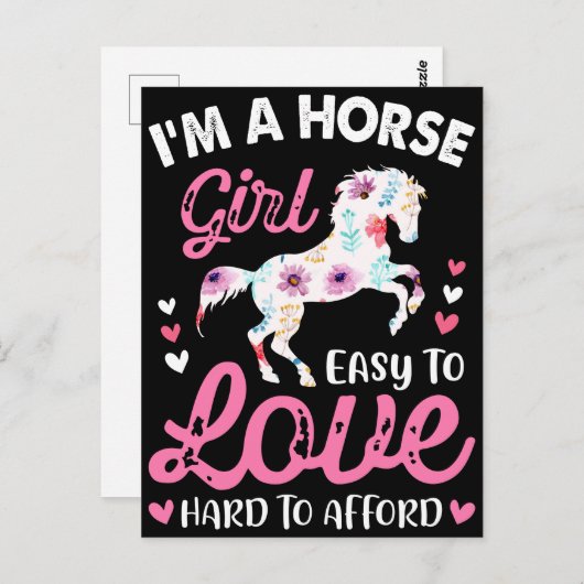 Ich bin ein Pferdemädchen, das leicht zu Liebe ist Postkarte (Vorne/Hinten)