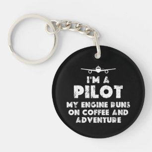 Ich bin ein Pilot Lustig Kaffee und Abenteuer Schlüsselanhänger