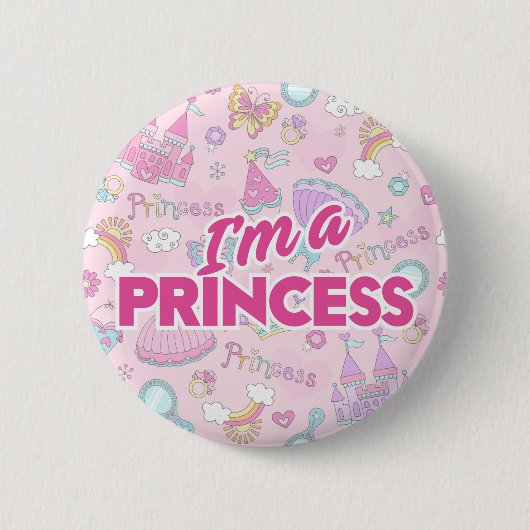 Ich bin ein Prinzessinnen-Knopf Button (Vorderseite)