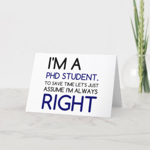 ICH BIN EIN PROMOVIERENDER STUDENT FEIERTAGSKARTE