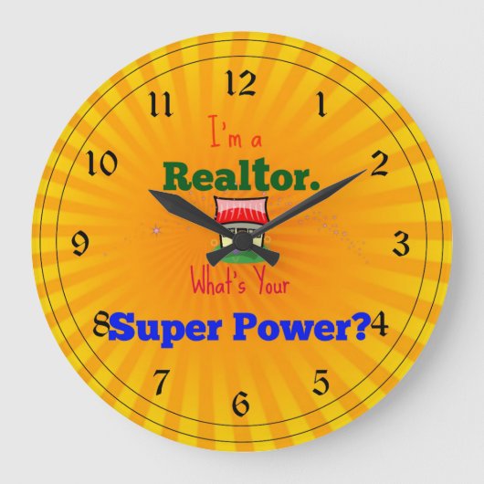 Ich bin ein Realtor. Was ist dein Super-Power? Große Wanduhr (Vorderseite)