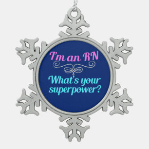 Ich bin ein RN-Superheld Schneeflocken Zinn-Ornament