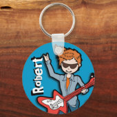 "Ich bin ein Rockstar" blaue Grafik mit dem Namen Schlüsselanhänger (Vorderseite)