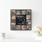 Ich bin ein ruhmreiches Holzruhestandsfoto Collage Quadratische Wanduhr (Zuhause)