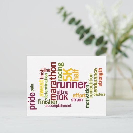 Ich bin ein Runner Words Postkarte (Stehend Vorderseite)