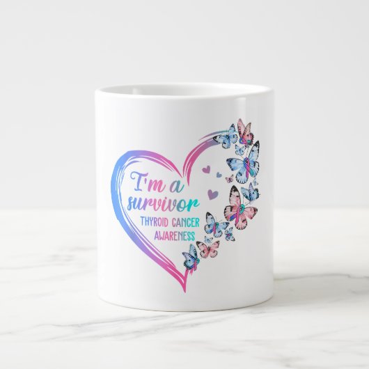 Ich bin ein Schilddrüsenkrebs-Überlebender Jumbo-Tasse (Vorderseite)