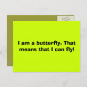 Ich bin ein Schmetterling. Das heißt, ich kann fli Postkarte (Vorne/Hinten)