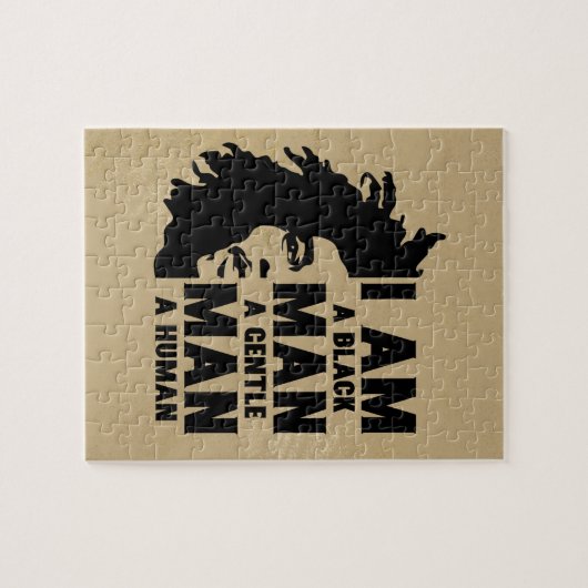 Ich bin ein schwarzer Mann Afro liest Gold individ Puzzle (Horizontal)