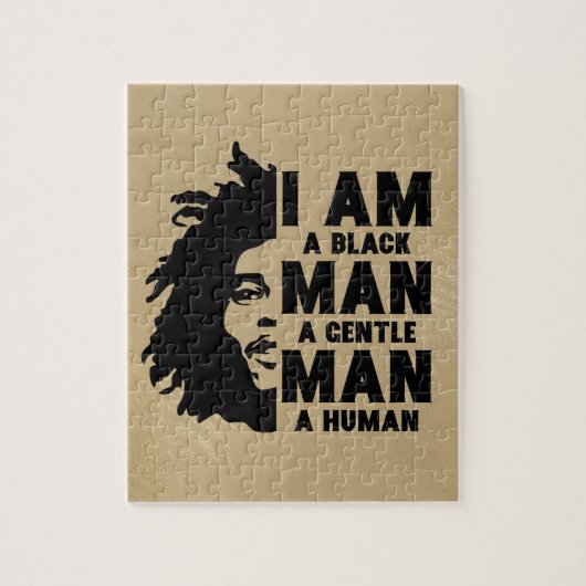 Ich bin ein schwarzer Mann Afro liest Gold individ Puzzle (Vertikal)