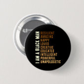 Ich bin ein schwarzer Mann - Schwarzer Geschichtsm Button (Vorne & Hinten)