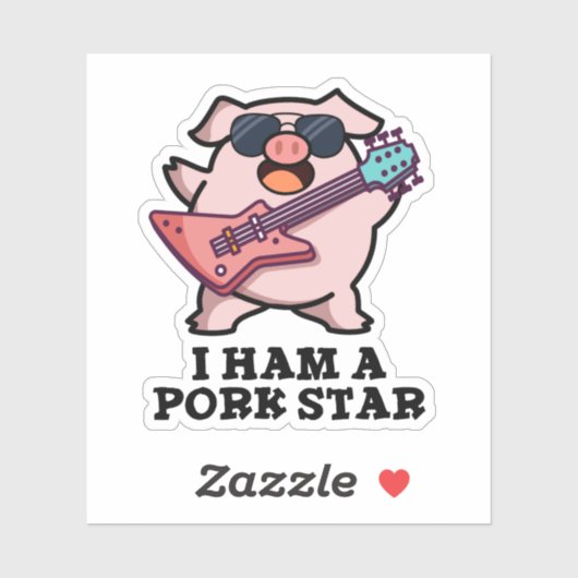Ich bin ein Schweinestern Funny Rock Star Pig Puff Aufkleber (Blatt)