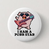 Ich bin ein Schweinestern Funny Rock Star Pig Puff Button (Vorderseite)