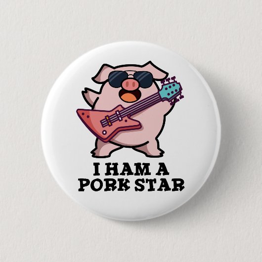 Ich bin ein Schweinestern Funny Rock Star Pig Puff Button (Vorderseite)