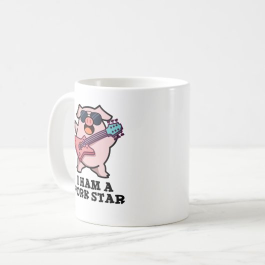 Ich bin ein Schweinestern Funny Rock Star Pig Puff Kaffeetasse (Vorderseite Links)