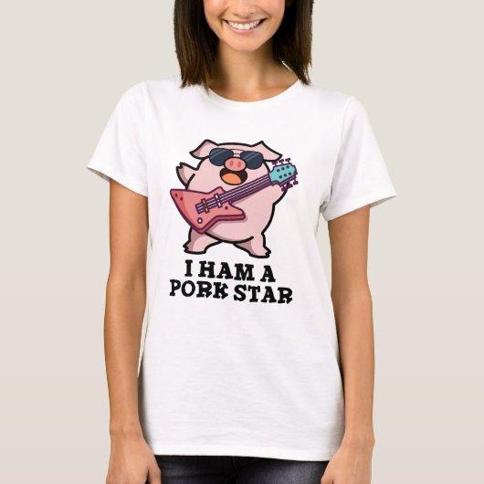 Ich bin ein Schweinestern Funny Rock Star Pig Puff T-Shirt (Vorderseite)