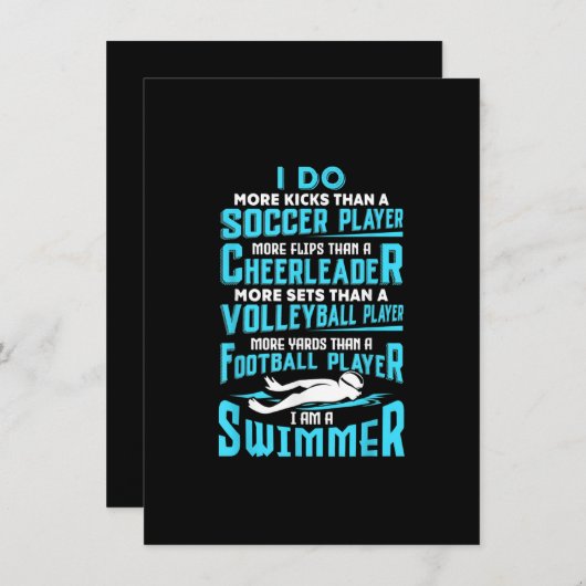 Ich bin ein Schwimmer Funny Swimming Pool schwimme Einladung (Vorne/Hinten)