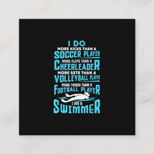 Ich bin ein Schwimmer Funny Swimming Pool schwimme Quadratische Visitenkarte (Vorderseite)