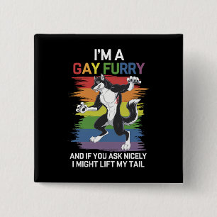 Ich bin ein schwuler Fellfuchs Regenbogen-LGBTQ-St Button