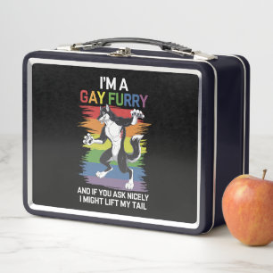Ich bin ein schwuler Fellfuchs Regenbogen-LGBTQ-St Metall Brotdose